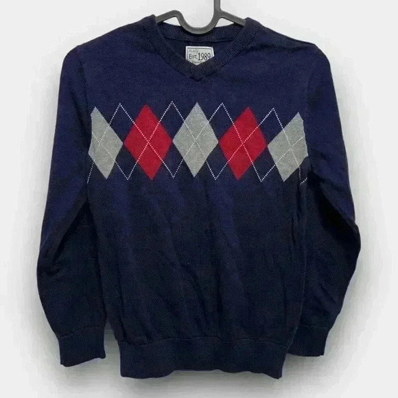 CHILDREN'S PLACE argyle pattern cotton sweater blue kids‎ size S(5/6) - Picture 1 of 4
